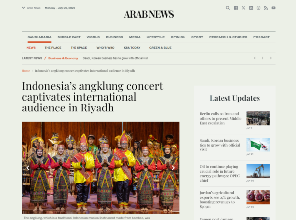 Indonesia’s Angklung Concert Captivates International Audience in Riyadh