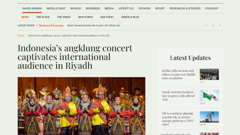 Indonesia’s Angklung Concert Captivates International Audience in Riyadh